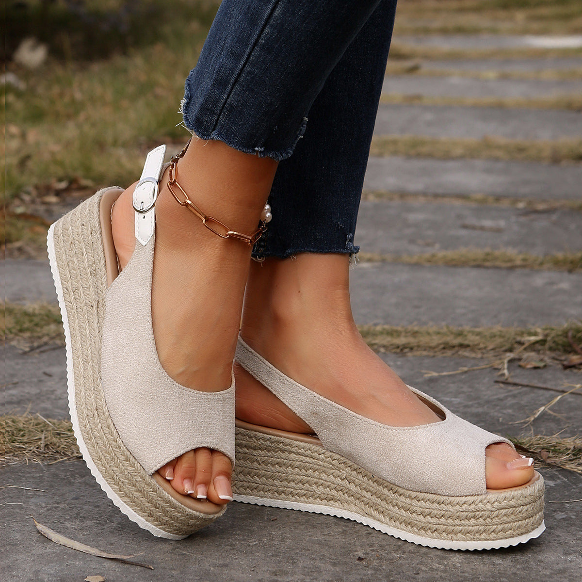Sandales Compensées Microfibre