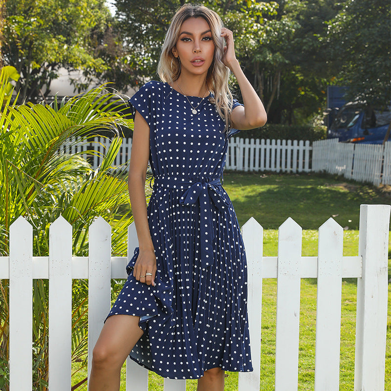 Robe Midi Pois Col Rond
