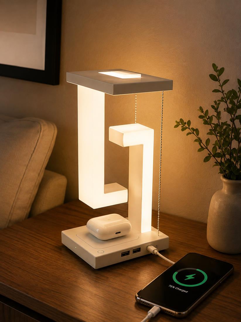 Lampe de Chevet avec Chargeur sans Fil – 2-en-1 Malin