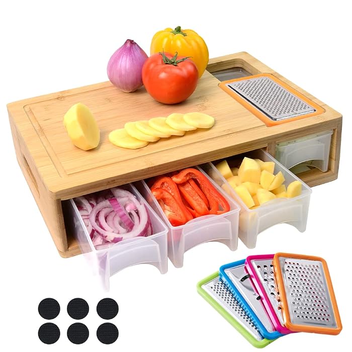 Planche à Découper Multifonction avec Bacs – Cuisinez sans Désordre