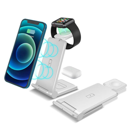 Station de Charge 3-en-1 – Téléphone, Montre & Écouteurs