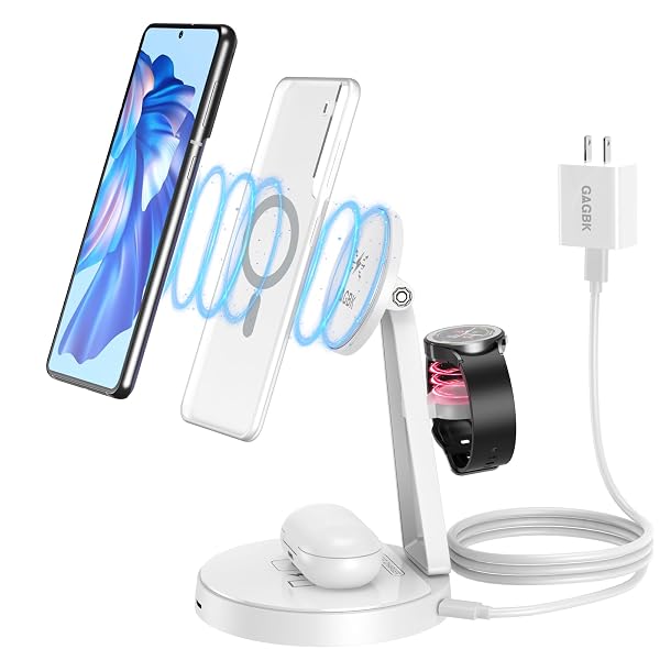 Station de Charge 3-en-1 – Téléphone, Montre & Écouteurs