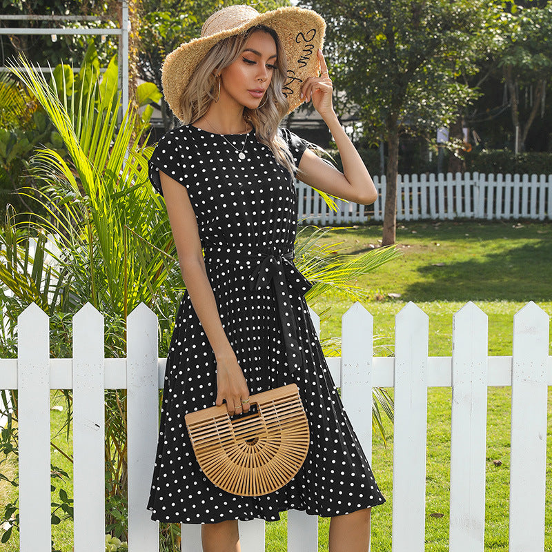 Robe Midi Pois Col Rond