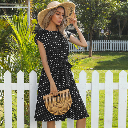 Robe Midi Pois Col Rond