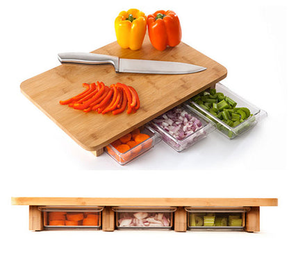 Planche à Découper Multifonction avec Bacs – Cuisinez sans Désordre