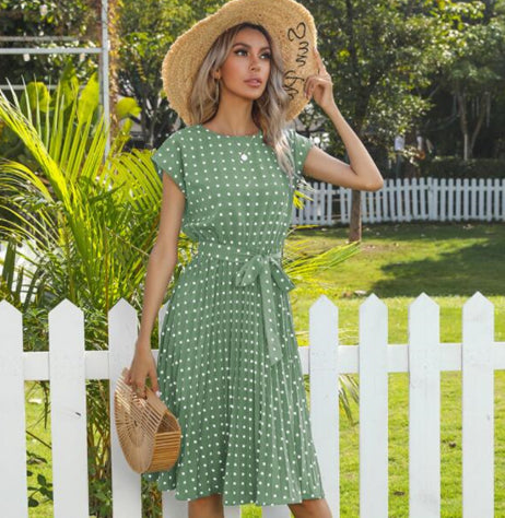 Robe Midi Pois Col Rond
