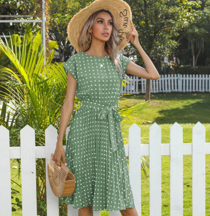 Robe Midi Pois Col Rond