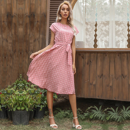 Robe Midi Pois Col Rond