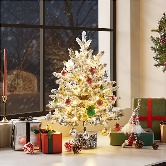 Mini Sapin Enneigé avec LED – Noël en Format de Poche